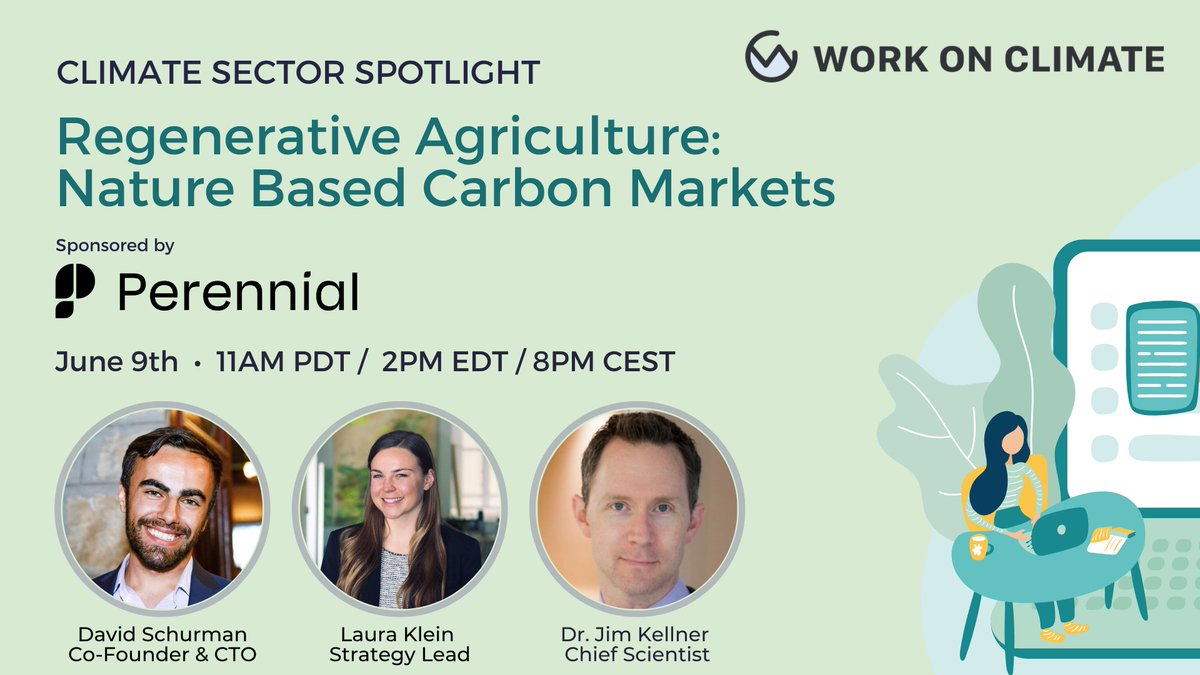 Perennial (@perennialearth) on Twitter photo Catch us next week chatting with <a href="/workonclimate/">Work on Climate</a> about regenerative agriculture 🌾, nature-based carbon markets 🌿, and scaling climate-smart commodities.
Open to all and free to attend, register here: us02web.zoom.us/meeting/regist…
#agriculture #climate #soil #soilcarbon Catch us next week chatting with <a href="/workonclimate/">Work on Climate</a> about regenerative agriculture 🌾, nature-based carbon markets 🌿, and scaling climate-smart commodities.
Open to all and free to attend, register here: us02web.zoom.us/meeting/regist…
#agriculture #climate #soil #soilcarbon