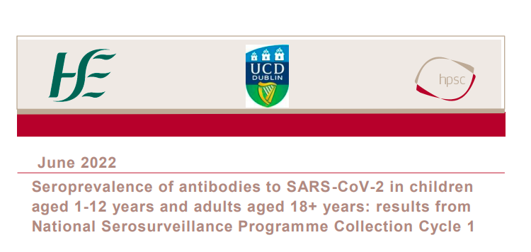 hpscireland's tweet photo. (1/7) The first report from the National Serosurveillance Programme Laboratory Surveillance Network is now available, looking at COVID-19 antibodies in children aged 1-12 years, and adults aged 18+. 

Full report available here 👉 https://t.co/W5FY9i6HXU 🧵 https://t.co/VXY9zfoKuX