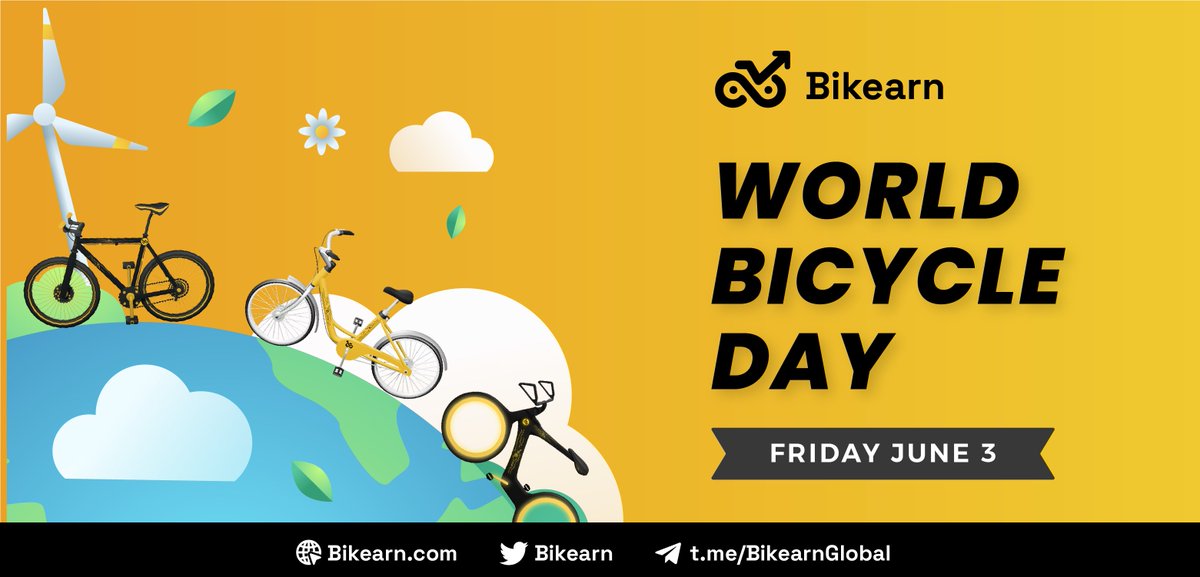 🥳LET'S WELCOME WORLD BICYCLE DAY 2022!!!🔥

It is a very special day when being celebrated annually on June 3 to promote the use of bicycles for transportation, recreation and environmental conservation♻️

👉If you haven't had a bike yet, trade here: market.bikearn.com