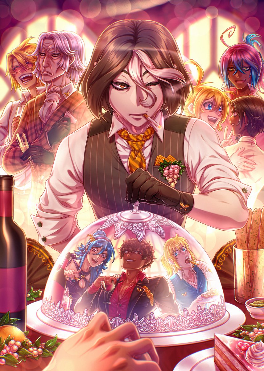Finally I can serve you the full piece I did for this years  <a href="/OC_CULT_zine/">OCᐁCULT Zine @ Vol 5</a> just like Paves, who is about to reveal the main dish of the banquet✨
The whole gang came together for this years theme and treats themselves to some fancy foods and drinks 🍰🥖🍷
Bon Appetite! 🥂