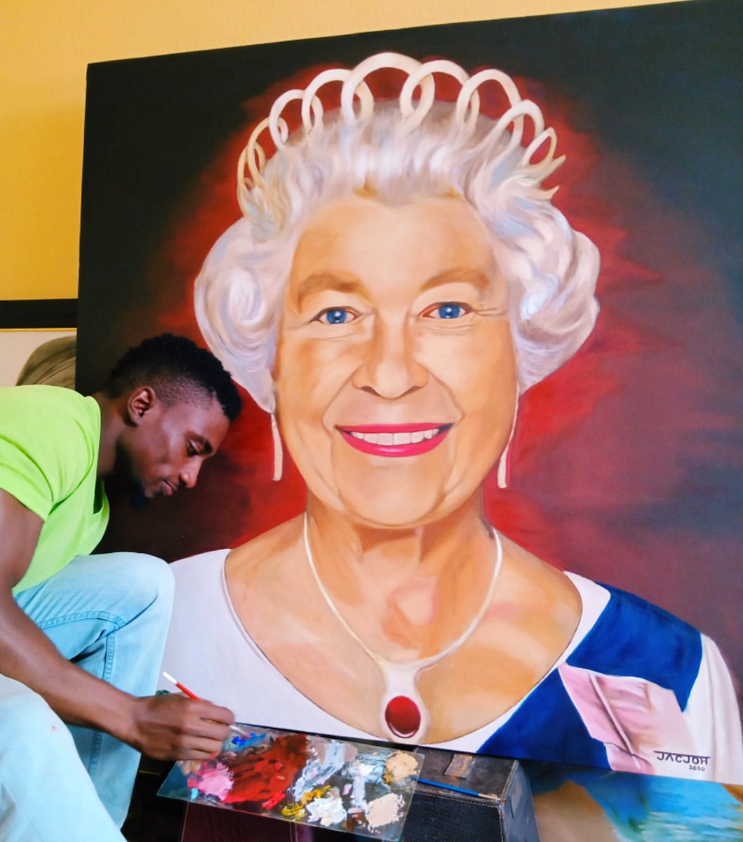 @RoyalFamily @StPaulsLondon @KensingtonRoyal @ClarenceHouse It's me again with my painting of Her Majesty #PlatinumJubilee #PlatinumJubileeCelebration @KensingtonRoyal @UKinNigeria