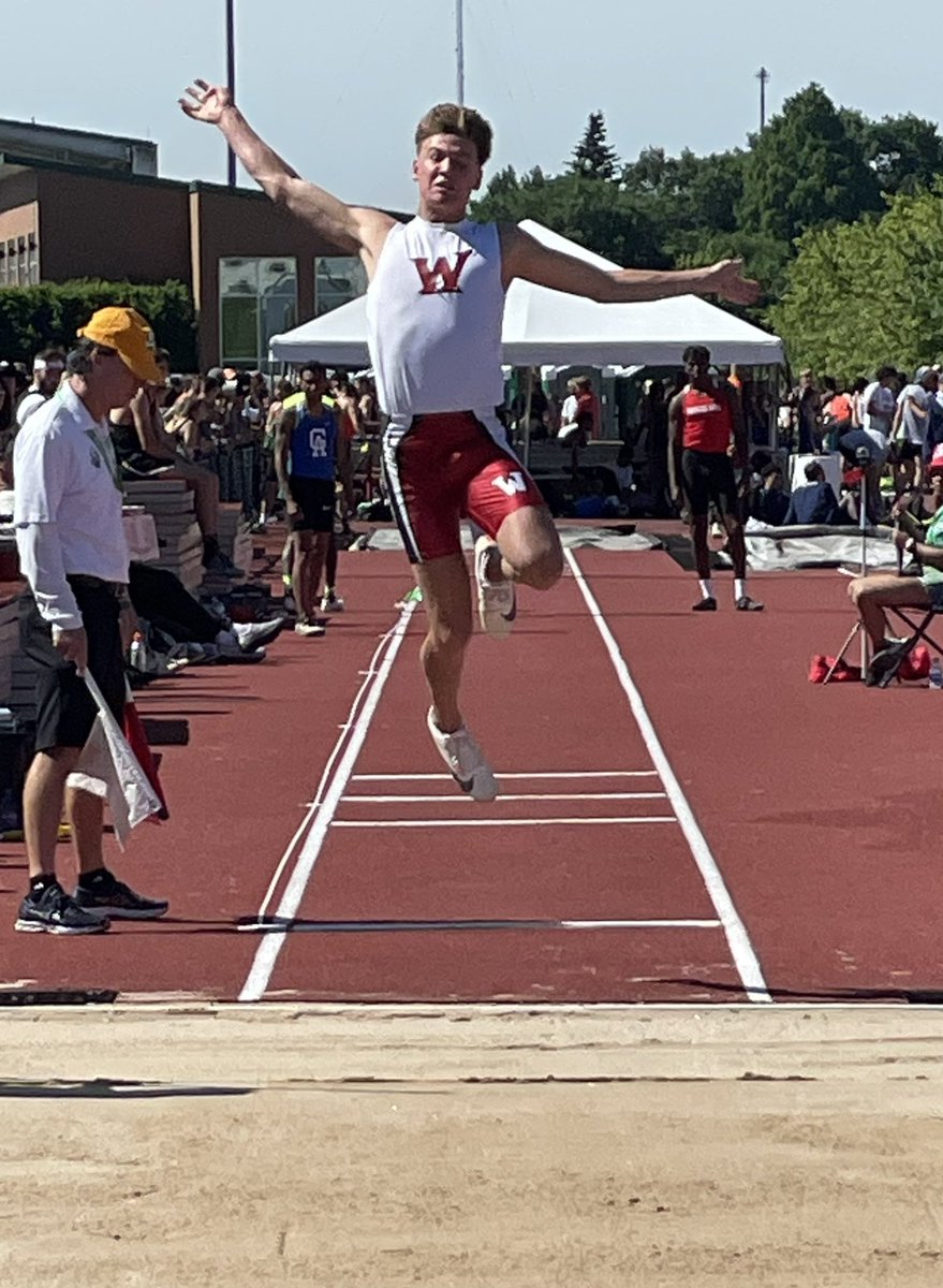 Wauseonsports's tweet photo. Jonas Tester finishes an outstanding high school athletic career after placing 14th at the State long jump competition. He jumped 20’ 8.75”. Congratulations Jonas!! https://t.co/u1pyrAKDts
