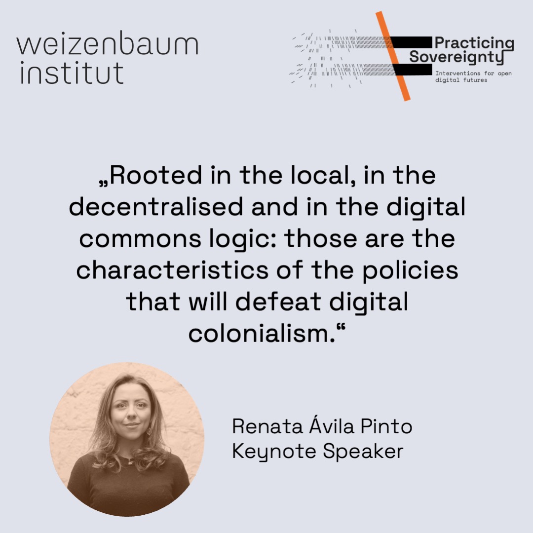 On June 9th <a href="/avilarenata/">Renata Avila</a> , CEO of the <a href="/OKFN/">Open Knowledge Foundation (@okfn@fosstodon.org)</a>, will show in her keynote at the #WeizenbaumConference why open knowledge as a design principle is the prerequisite for sovereign technology.