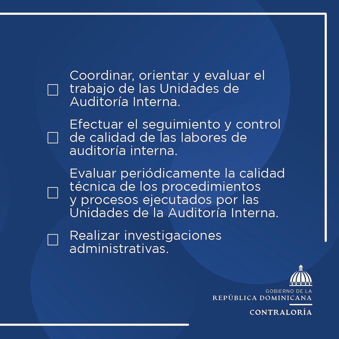 ContraloriaRD's tweet image. Puedes ampliar las funciones principales de la Contraloría en nuestra página web 📲. 

#ContraloríaRD #CGR #SomosControl