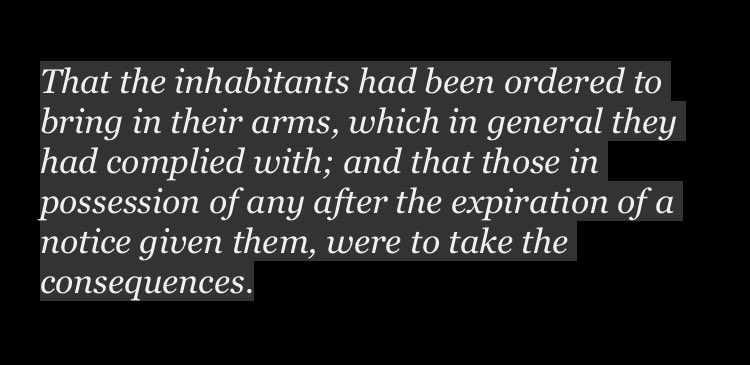 Shortly after Sam Adams’ petition was circulated, per the Boston Evening Post, (Oct. 3, 1768) British troops took over Faneuil Hall.And per The New York Journal, (Feb. 2, 1769) they ordered colonists turn in their guns.