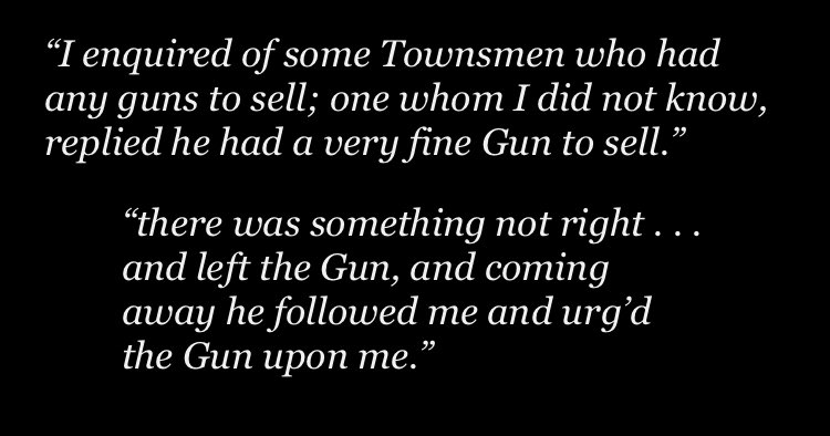 Now this next part is the piece that really makes my skin crawlIn an affidavit, a man name Thomas Ditson testified that an Undercover British soldier pressured to him to buy a gun he had. When Ditson caved, a group of British soldiers appeared and he was tarred and feathered.