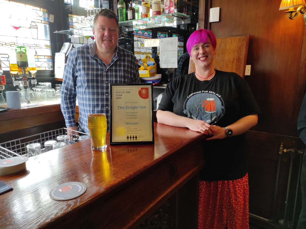 Congratulations to the <a href="/ErrigleBeer/">Errigle Beer</a> <a href="/ErrigleInn/">Errigle Inn</a>  for winning this year's <a href="/camra_ni/">CAMRA NI</a>  Pub of the year  for services to the local community, local breweries and getting great beers and ciders to us all. Thank you!