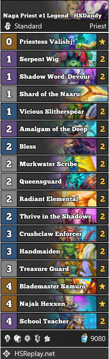 [STANDARD] <a href="/HSDandy/">Dandy</a> reached #1 Legend with Naga Priest.

▼ Deck Code and more:
hearthstone-decks.net/naga-priest-1-…

#StandardHS #Hearthstone