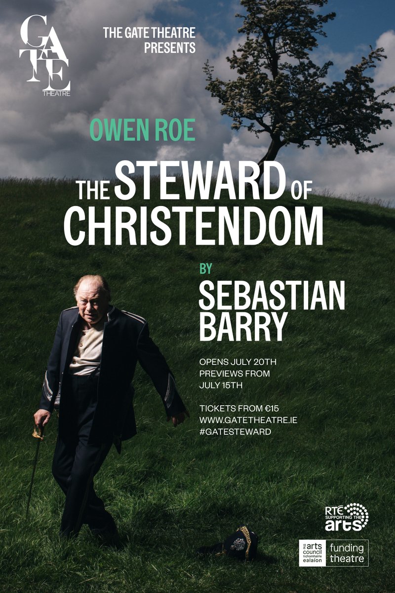 Sebastian Barry's incredible THE STEWARD OF CHRISTENDOM will return to the Gate stage from July 15th. We are very excited to unveil the show's artwork, featuring the great Owen Roe as Thomas Dunne. Book your tickets now: gatetheatre.ie/production/chr… 📸 Rich Gilligan 🎨 @sostudio_ie