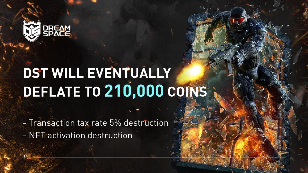 DreamSpace_DS's tweet photo. #DST will eventually deflate to 210,000 coins👏👏
- Transaction tax rate 5% destruction🔥
- #NFT activation destruction🔥 https://t.co/SDXzK7AtSn