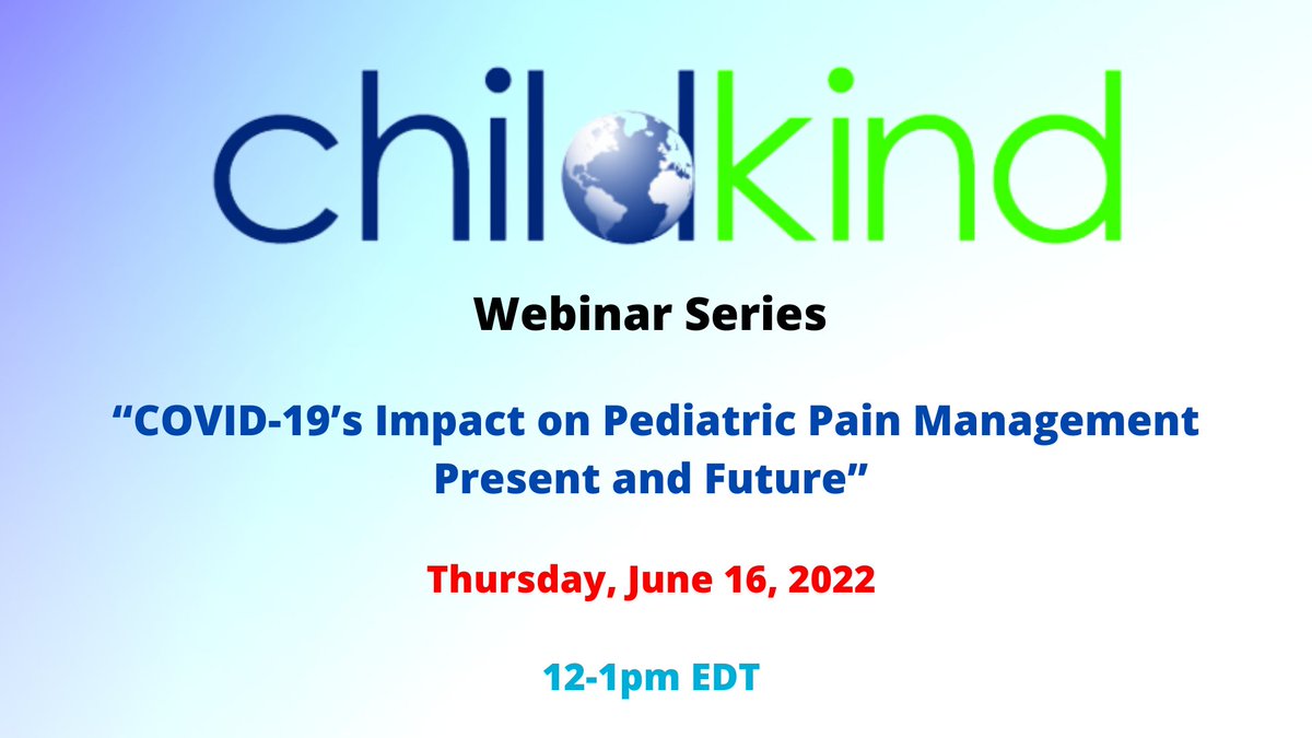 Join <a href="/DrJenStinson/">Dr. Jennifer Stinson</a> and other experts on June 16th - 12pm EDT discuss "#COVID19 impact on paediatric pain management" 💥

Explore models of care, challenges of treatment, lessons learned and so much more... 👀

Register for this FREE <a href="/ChildKindIntl/">ChildKind</a> webinar: bit.ly/3NIPtpg