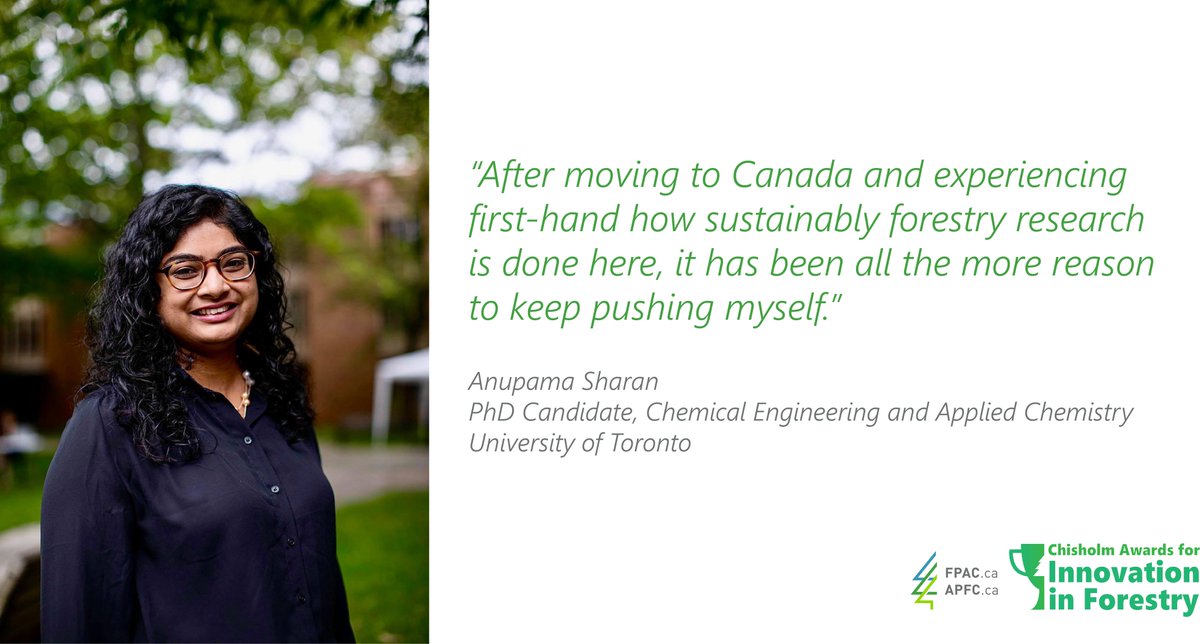 FPAC_APFC's tweet photo. We are proud to congratulate Anupama Sharan, PhD candidate at University of Toronto, for her innovative research in the field of forestry, strengthening Canada’s position as a leader in sustainable forestry and environmental research: https://t.co/BU2EKeGmYU #WorldEnvironmentDay https://t.co/5vtSt4aGjH