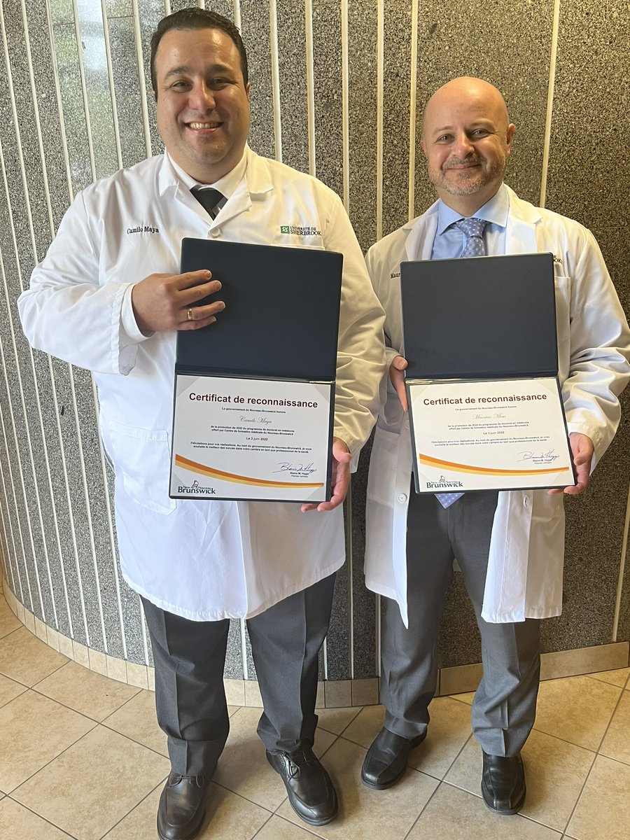 Nos plus chaleureuses félicitations à Camillo Maya et Mauricio Mesa de la Colombie qui ont travaillé avec le <a href="/VitaliteNB/">Réseau de santé Vitalité</a> de 2010-18 et qui ont complété leurs études médicales pre-doctorales aujourd’hui au centre de formation medicale du NB. Bravo 🙌