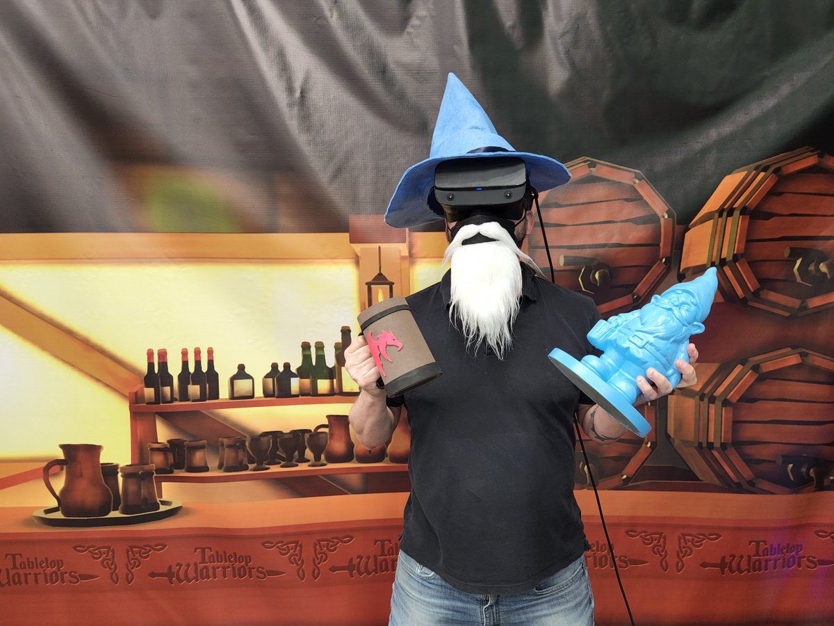 MadGoblinGaming's tweet photo. Who IS that wizard? What is he drinking this early in the morning? And why did he save a gnome?
Come visit #TabletopWarriorsVR at @IndyPopCon and adventure with us!
#popcon2022 https://t.co/RZLU95qjen