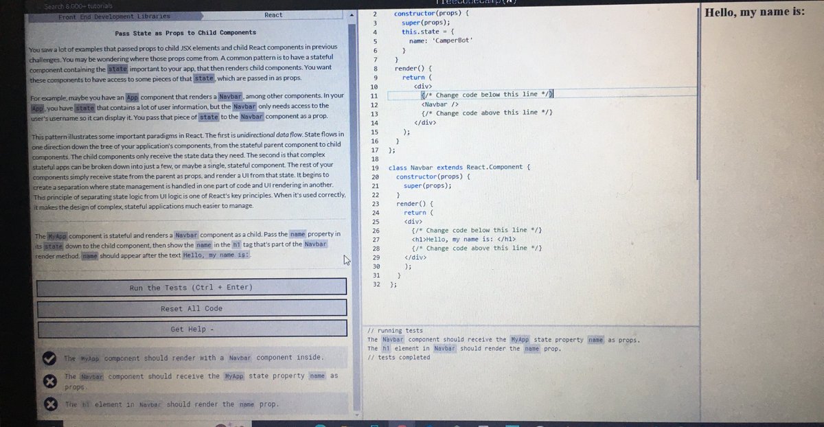 Sharon_JBO's tweet photo. Day 5 of 100 days of code: Today’s episode ..passing state as props to child’s component #100DaysOfCode #womenintech https://t.co/jRoo1XtS3n