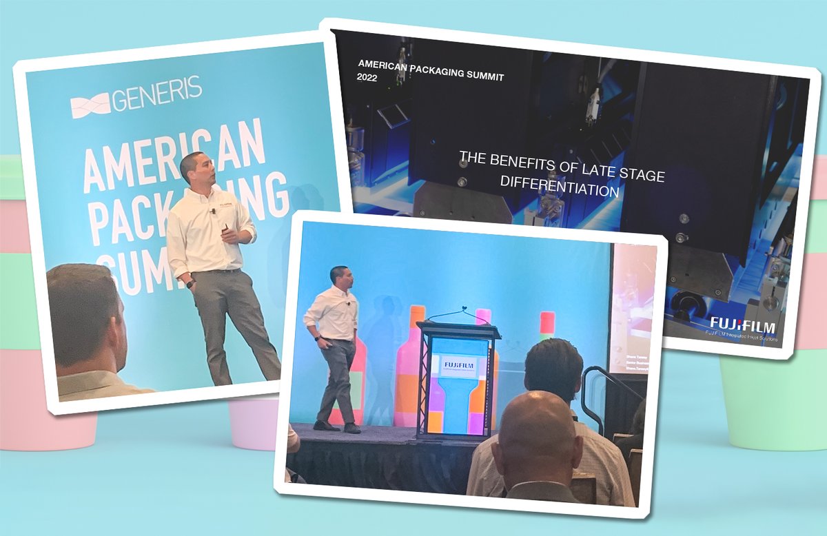 Our Shane Tansey spoke at the Generis American Packaging Summit in Chicago yesterday. If you’re at the show, stop by and visit us at Booth 21. Or you can always contact us here – inkjet-integration.fujifilm.com/contact-us/

#packagingus22 #packaginginnovations #print #integration #sustainability