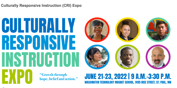 Culturally Relevant Instruction Expo! 

June 21-23 <a href="/washingtontech/">Washington Tech</a> ! Sign up on Power School, <a href="/SPPS_News/">Saint Paul Public Schools</a>!

spps.org/criexpo