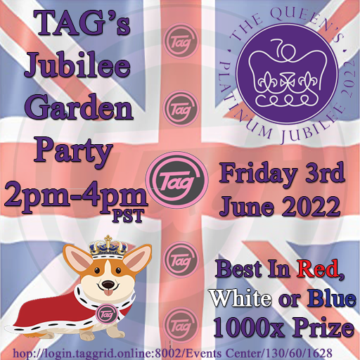 Tag_Grid's tweet photo. TAGs Jubilee Garden Party kicks off at 2pm PST, right after our Royal Quiz at 1pm PST (9pm UK) for 500x. So come join the fun!
https://t.co/5X1JoRCnuO
#TagGrid #virtualworlds #opensimulator #metaverse #SL #opensim #jubilee2022 #JubileeCelebrations #TheQueensPlatinumJubilee https://t.co/2D8dg84VCi