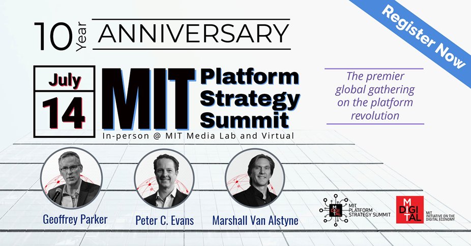 mit_ide's tweet photo. 📢CLAIM EARLY BIRD TIX📢The 2022 @MIT Platform Strategy Summit
Join us @MIT Jul.14 to celebrate the *10 YEAR ANNIVERSARY*🎉
To mark 10 yrs:
📌Join early for 1/2 day healthcare focused event the day b4 (Jul.13) 
📌FREE learning NFT - 1st 75 registrants
Tix: https://t.co/xZQWoUMHJ0 https://t.co/UA2IzZng2G