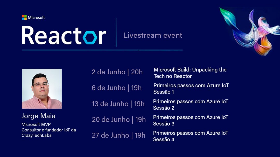 jorgemaia's tweet photo. Pessoal, durante o mês de junho, estarei no @ReactorSaoPaulo falando sobre Internet das Coisas com #Azure! Confira mais detalhes sobre as sessões em https://t.co/JfCN9R8w9C #MicrosoftReactor #Microsoft #MSBuild #MVP #IoT #JorgeMaia #CrazyTechLabs https://t.co/MlzgacL0Mf