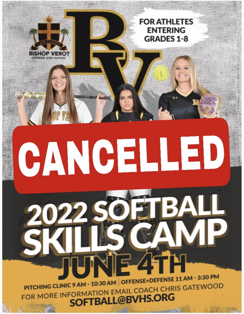 Due to the Tropical Storm and the safety of our Campers/Players &amp; Coaches the Softball Camp for tomorrow has been CANCELLED! Please keep an eye out for a new date for the FALL!