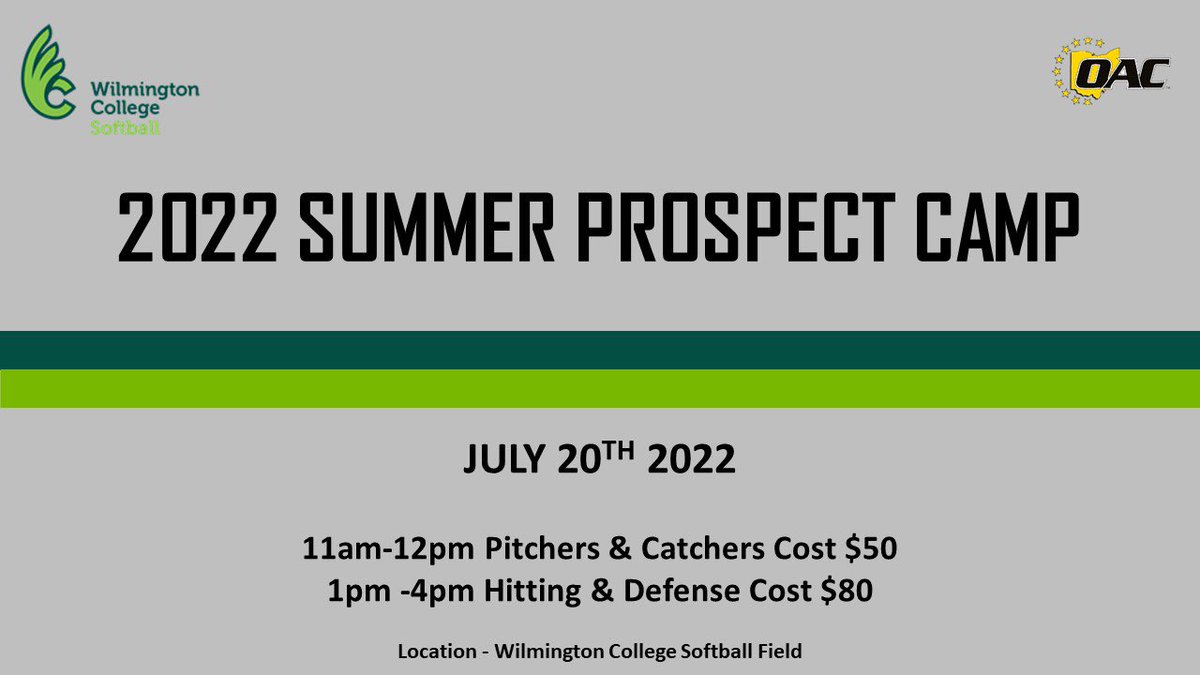 ‼️MARK YOUR CALENDARS‼️
 
We are hosting a summer prospect camp on July 20th! Come showcase your talent! Click this Link to sign up! We look forward to seeing you there 💚🐾🥎 form.jotform.com/221526027767155