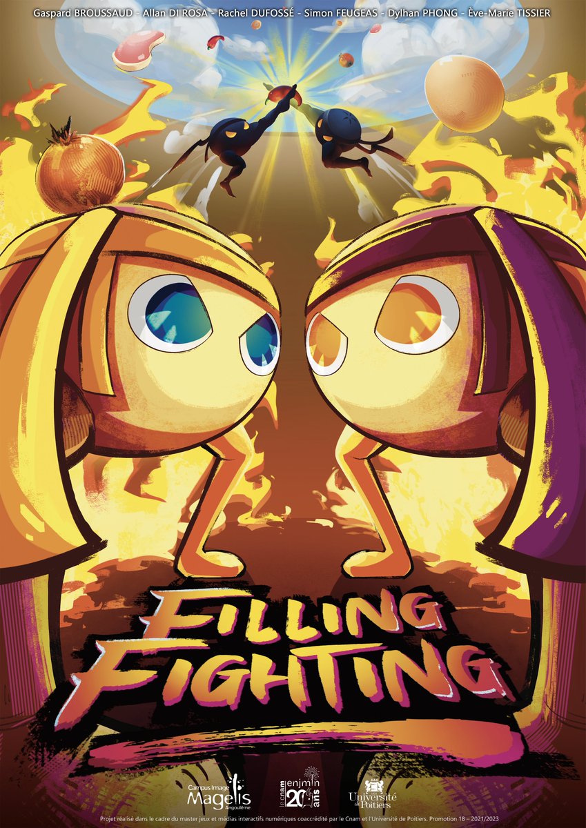 FillingFighting's tweet image. 🥟Welcome to the Twitter of FILLING FIGHTING, a student game developed by 6 students from @Cnam_Enjmin !🔥🦵🔥

MORE information in the 🧵 below ! 👇
#studentgame #indiedev #unity3d #unity #gameart #madewithunity