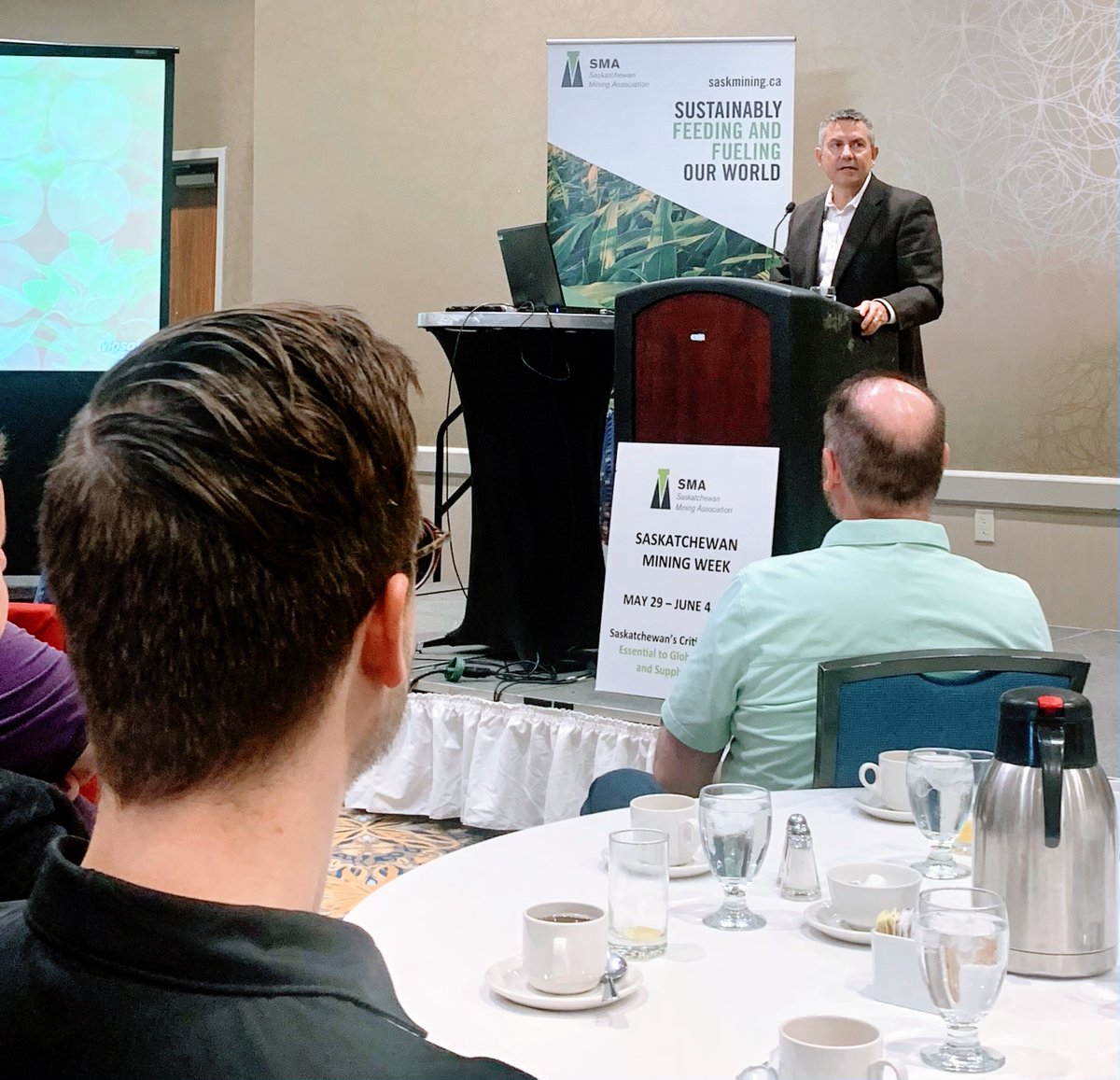 mosaicincanada's tweet photo. This morning, Mosaic's Kelly Strong - VP Mining, gave a presentation at #SKMiningWeek on Mosaic's K3 Project. He also provided market and environmental, social and governance (ESG) updates. The future of mining is here! @SaskMiningAssoc #Mining #Saskatchewan #SKMining https://t.co/lH77eVtRLI