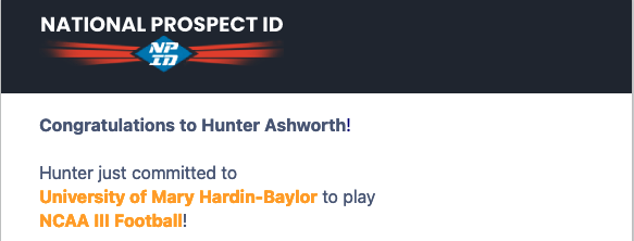 Another student athlete reaching their dreams!!! Great job NPID, Changing 1 life at a time!!! Click on the link: bit.ly/3rtghSC begin your journey. Check out Hunter Ashworth's Player ID on National Prospect ID @NationalPID dashboard.nationalpid.com/publicprofile/… #NPID <a href="/HunterAshworth3/">Hunter Ashworth</a>