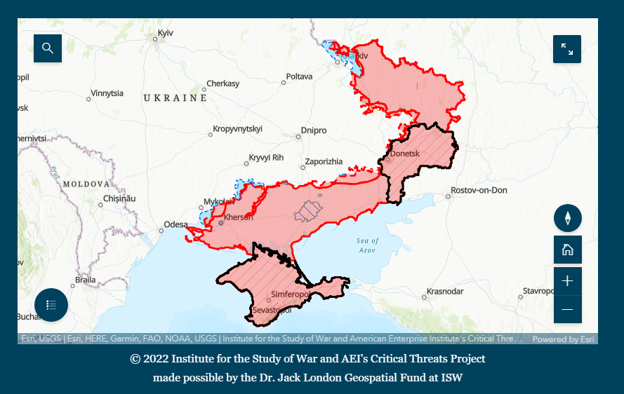 georgewbarros's tweet photo. Proud to share @TheStudyofWar's new interactive control of terrain map for Russia's invasion of Ukraine. 

This public map will allow anyone to zoom in on our map and explore the data at any resolution.

Our team will update this map daily.
 
Link: https://t.co/CrNSdlZvZA https://t.co/JlYSqisJmo