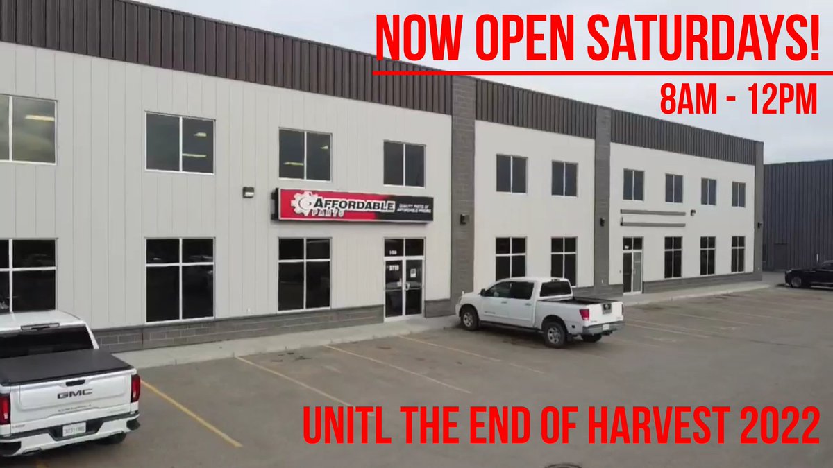 AffordableSk's tweet photo. Affordable Parts in now open Saturdays from
8am - 12pm until the end of harvest 2022.

Stop by at 3710-100 Mitchelmore Ave Saskatoon or call 306-244-2068

See you Soon!

#saskatchewan
#saskatoon
#AgParts
#hayking
#agtwitter
#harvest22 
#farming https://t.co/sZRNcW2wRq