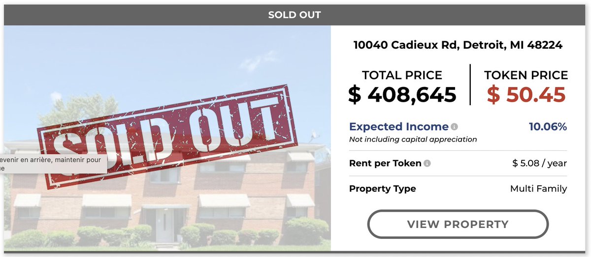 blockcitizen's tweet photo. Last night, a building sold in less than 5 minutes on the #crypto real estate sales site RealT!!! https://t.co/pHaIXFlaSq