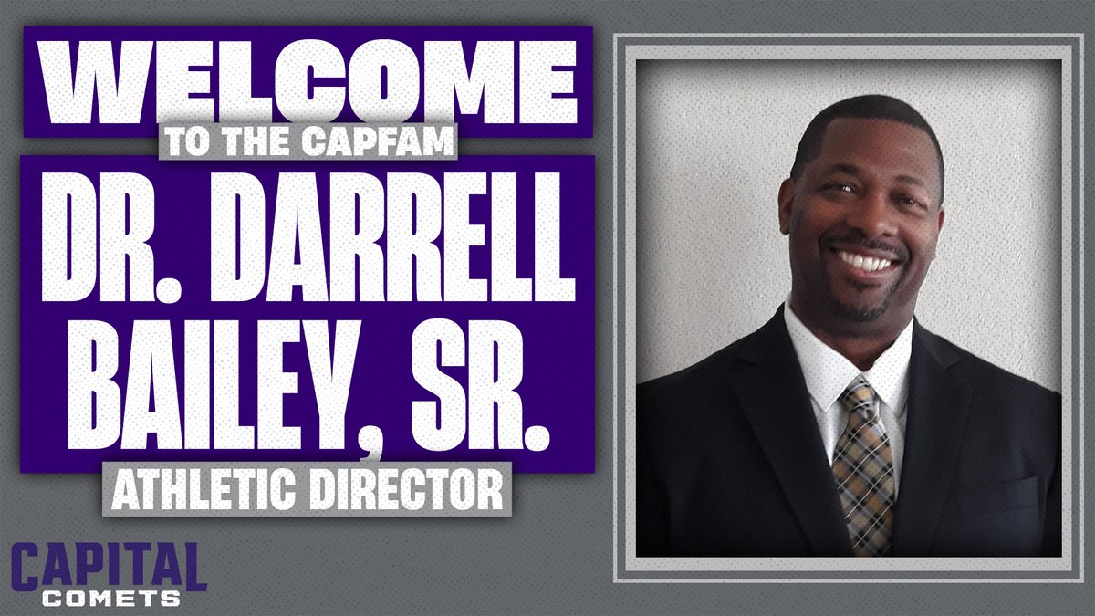Capital Athletics (@cap_athletics) on Twitter photo NEWS: Dr. Darrell Bailey Sr. has been appointed as the next Athletic Director at <a href="/Capital_U/">Capital University</a>! Bailey comes to Capital after a very successful tenure as Assistant Athletics Director at Cal State East Bay. #CapFam
Read more about our new leader here: athletics.capital.edu/AD NEWS: Dr. Darrell Bailey Sr. has been appointed as the next Athletic Director at <a href="/Capital_U/">Capital University</a>! Bailey comes to Capital after a very successful tenure as Assistant Athletics Director at Cal State East Bay. #CapFam
Read more about our new leader here: athletics.capital.edu/AD