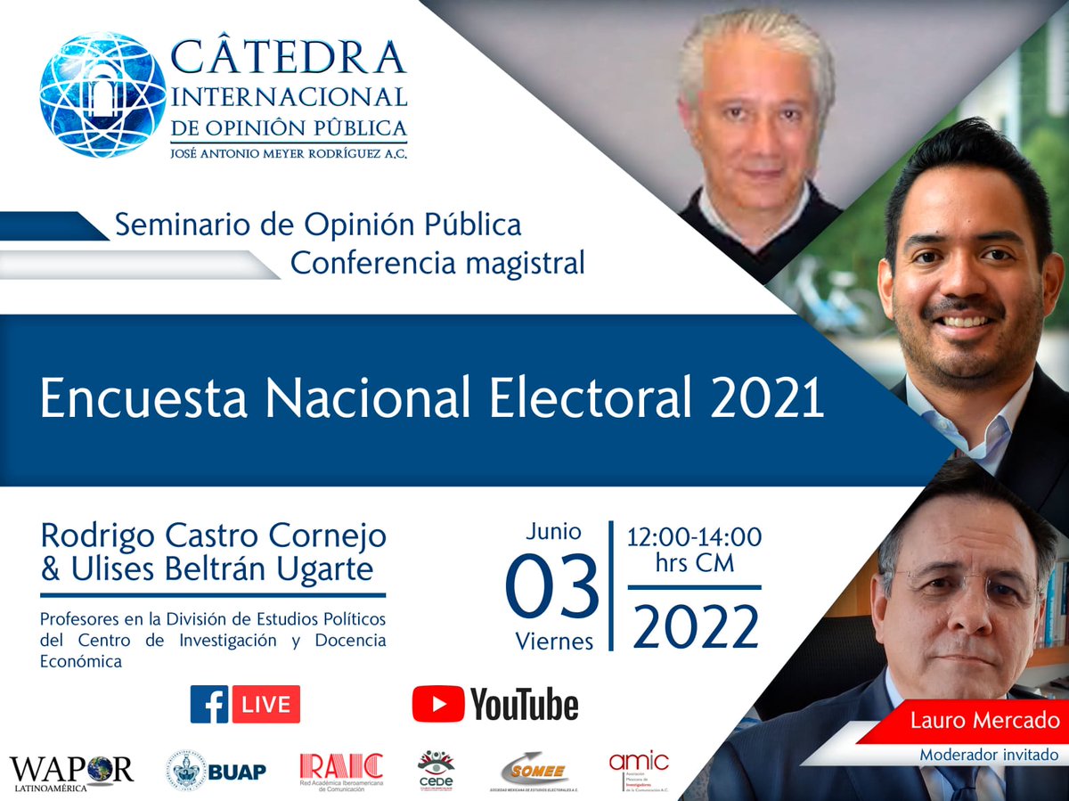 Acompaña a nuestro Director General, Dr. Lauro Mercado, a ver esta interesante charla sobre el comportamiento electoral del mexicano, donde será el encargado de moderar @CEDE_Mex @CiopMx @AmaiMexico
