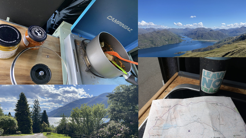 Food, maps and landscape - already folk are camping up high this evening.
 
Follow their progress here as we get people on top of every Scottish mountain tomorrow - fundraising for children's healthcare!

archie.org/events/mountai…
#Archies22
