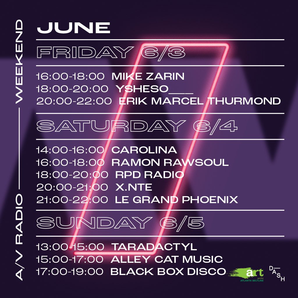 Back on the @AtlantaBeltLine for another A/V Radio show today from 4-6p ET. Tune in or stop by! 📡🎶🌞

Livestream: avradio.live/stream