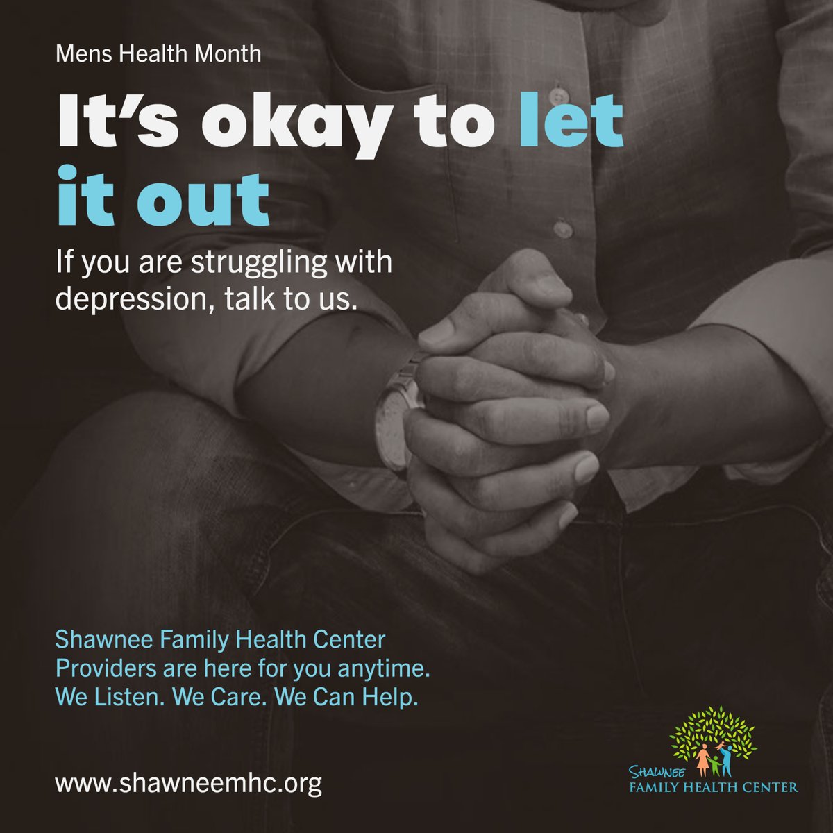 ShawneeHealth's tweet photo. Mental Health is one of the most stigmatized issues affecting men.  Despite making great strides to do away with the stigmas surrounding mental health issues, men are still impacted by many of the social stereotypes that prevent them from seeking help.  https://t.co/IIHoSUBBgM https://t.co/OeftvfSGlV