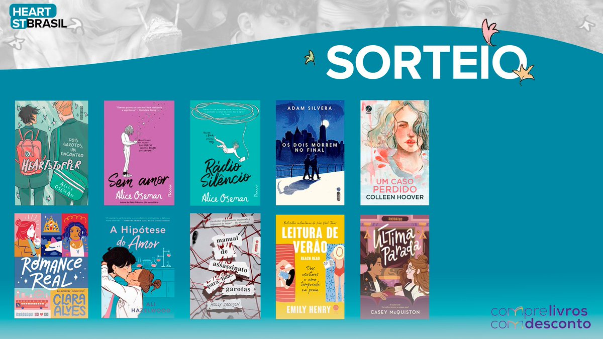 heartstbrasil's tweet photo. SORTEIO 🍂📚

Em parceria com a página Compre Livros com Desconto, vamos sortear uma pessoa para ganhar um livro de Alice Oseman ou qualquer outro livro da imagem. Para participar basta:

• Nos seguir, @heartstbrasil e a @livrosedesconto;
• Dar rt e fav nesse post; https://t.co/dNzJ7WP02H