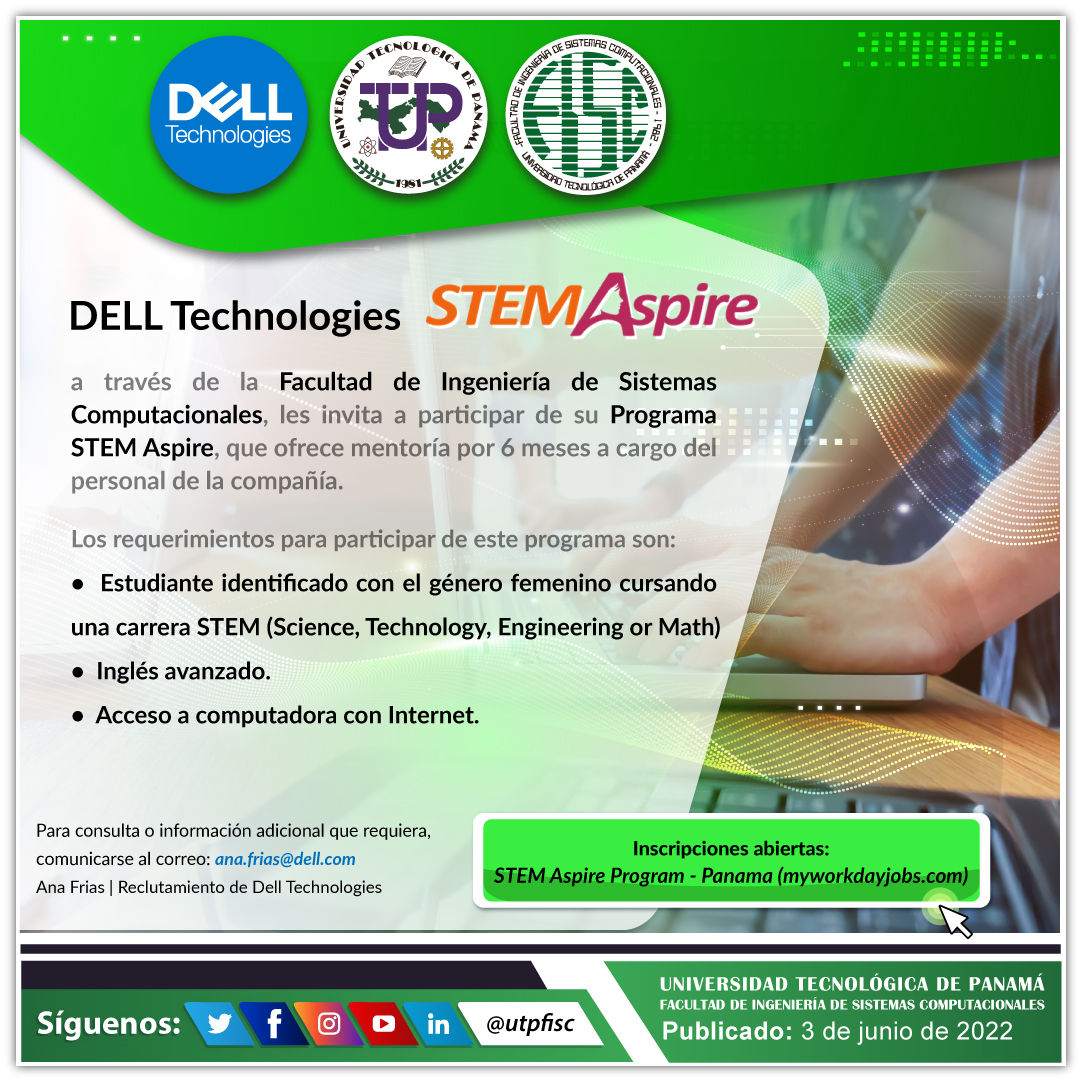 utpfisc's tweet image. Programa Stem Aspire de Dell Technologies. @delltech

@utppanama

#utp #utppanama #vidaFisc #FISC #FISCUTP #FISC22 #UTPFISC22 #sistemas