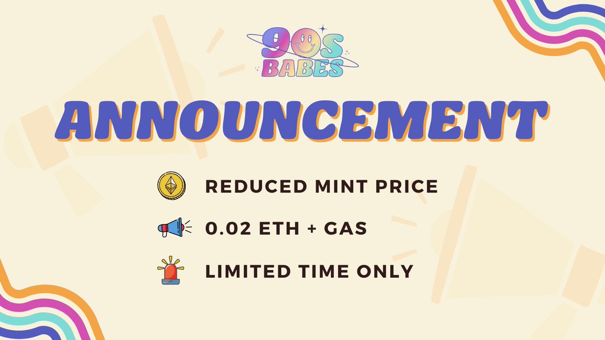 We are excited to announce that our artist, <a href="/vasylovka/">Hi_Erika</a>, will be joining us for our 90s Forever event! We want to party with as many Babe Holders as possible, so we've reduced our mint price to 0.02 ETH for a limited time only! Grab your babe today. 😘✨ dropspace.art/collection/90s…
