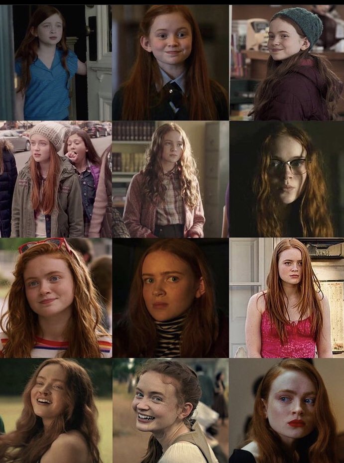 sadiethink's tweet photo. characters play by sadie sink. https://t.co/j40hVrQoij