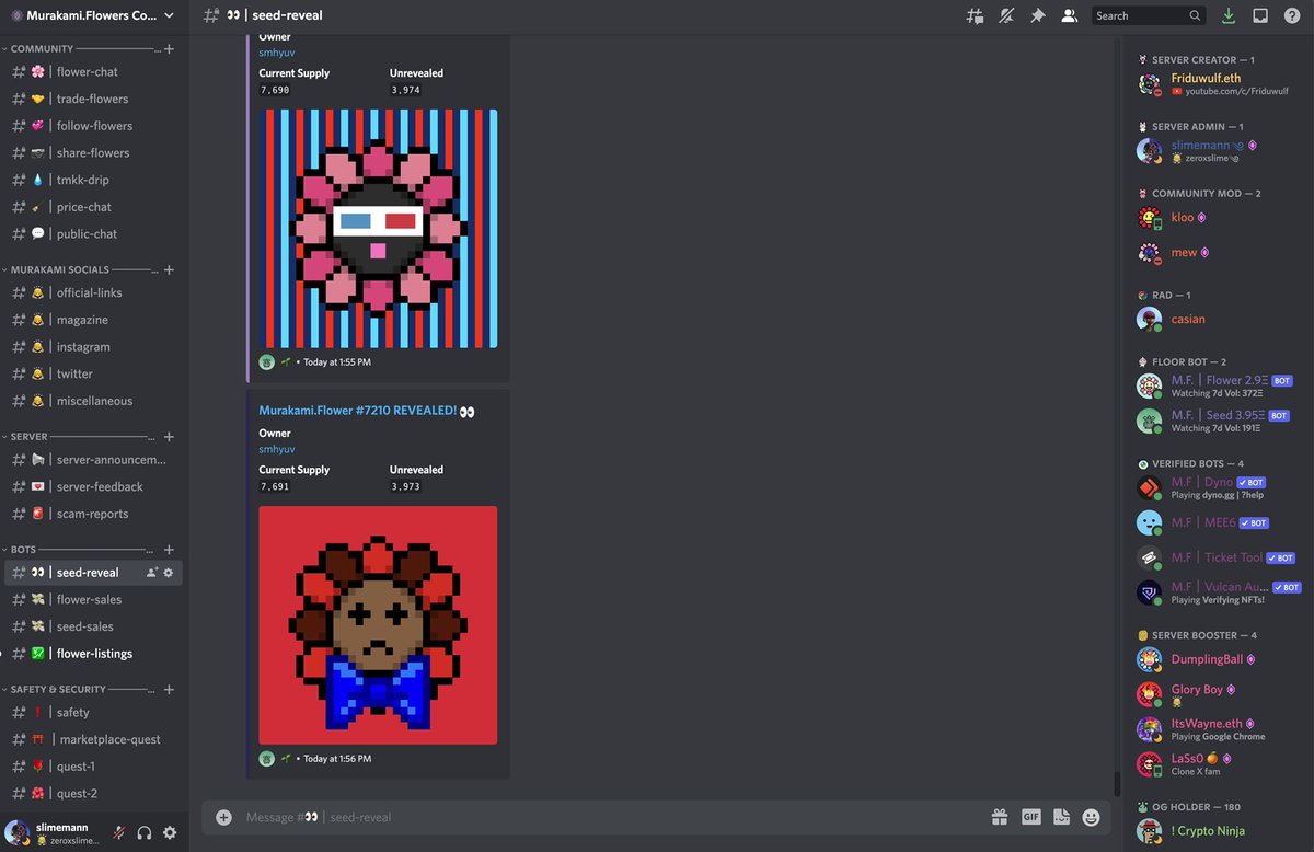 I’m happy to announce that the Murakami Flowers Community Discord server is now public! 🙇‍♂️

We’re over 1000 strong! All are welcome!

Please share this! Let’s finally get all the M.F family together! 🌸

Join now: discord.gg/murakamiflowers

#murakami #murakamiflowers #nfts #nftart