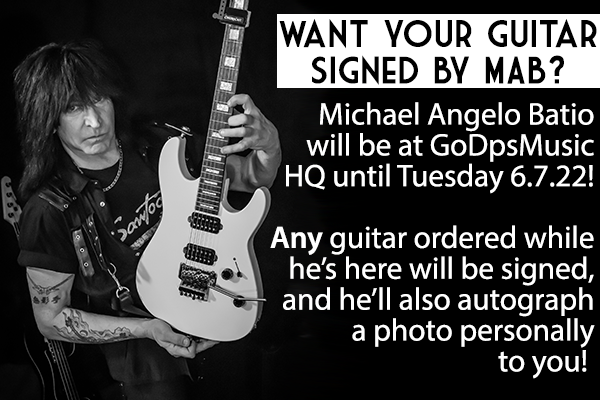 Michael Angelo Batio will be at GoDpsMusic HQ for a few more days, so any guitar that you order will be signed by MAB himself, as well as a personally signed photo! ow.ly/y8wz50JpBwW #MichaelAngeloBatio #MAB #Guitar #Guitars #Guitarist #GuitarPlayer #ElectricGuitar