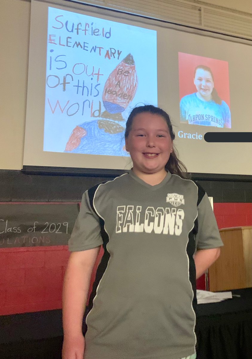 SuffieldE's tweet photo. Congrats to Gracie! She won the Leadership T-shirt design contest! Her design will be on our school shirts next year! #leaderinme #lovesuffield #wearefield https://t.co/OasmXQxypA
