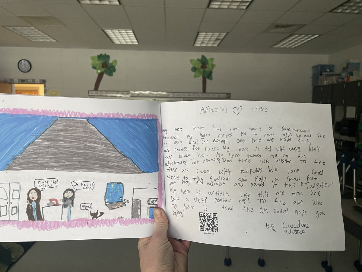 Our published writing has arrived! 📝🦸🏽‍♀️🦸🏻‍♂️ Super heroes are everyday people: family, counselors, friends, bus drivers… “A hero is any person really intent on making this a better place for all people.” -Maya Angelou #BeASuperHero #BetterTogether <a href="/MVEMustang/">Meadow View Elem.🚌</a> <a href="/studentreasures/">Studentreasures</a>