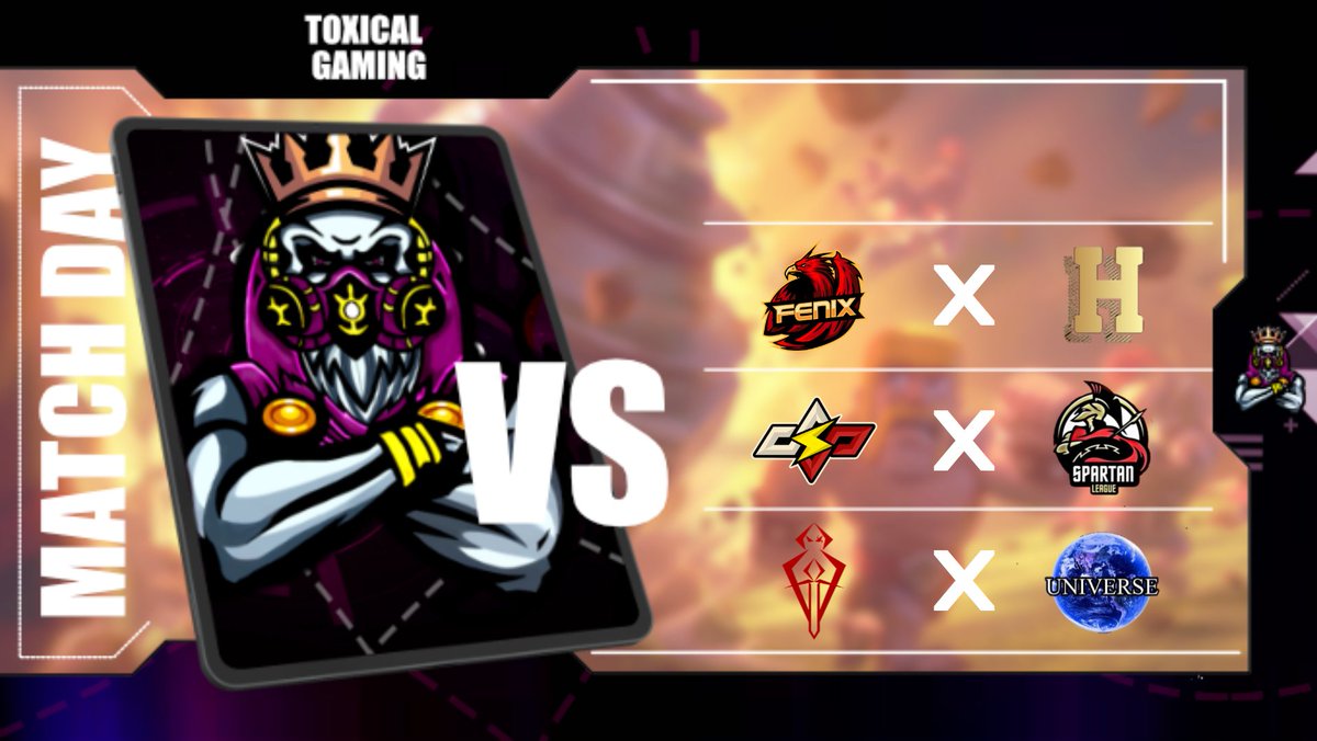 👑𝕋𝕠𝕩𝕚𝕔𝕒𝕝 𝔾𝕒𝕞𝕚𝕟𝕘👑 (@toxicalgaminggg) on Twitter photo #MatchDay | #ClashRoyale
Otra triple jornada donde esperamos los mejores resultados!!!
🏆 <a href="/HalfCup_Cr/">HalfCup</a>
🆚 @Fenix_eSports1
📌 -----
⏰ 18:00🇲🇽
🏆 <a href="/SpartanLCR/">ꜱᴘᴀʀᴛᴀɴ ʟᴇᴀɢᴜᴇ</a>
🆚 <a href="/DinastyPeru/">Dinasty Perú™</a>
📌 -----
⏰ 19:30🇲🇽
🏆 <a href="/league_universe/">universe</a>
🆚 <a href="/gravity_knights/">GRAVITY KNIGHTS</a>
📌 Ronda 1
⏰ 21:00🇲🇽
#ToxicalForever #MatchDay | #ClashRoyale
Otra triple jornada donde esperamos los mejores resultados!!!
🏆 <a href="/HalfCup_Cr/">HalfCup</a>
🆚 @Fenix_eSports1
📌 -----
⏰ 18:00🇲🇽
🏆 <a href="/SpartanLCR/">ꜱᴘᴀʀᴛᴀɴ ʟᴇᴀɢᴜᴇ</a>
🆚 <a href="/DinastyPeru/">Dinasty Perú™</a>
📌 -----
⏰ 19:30🇲🇽
🏆 <a href="/league_universe/">universe</a>
🆚 <a href="/gravity_knights/">GRAVITY KNIGHTS</a>
📌 Ronda 1
⏰ 21:00🇲🇽
#ToxicalForever