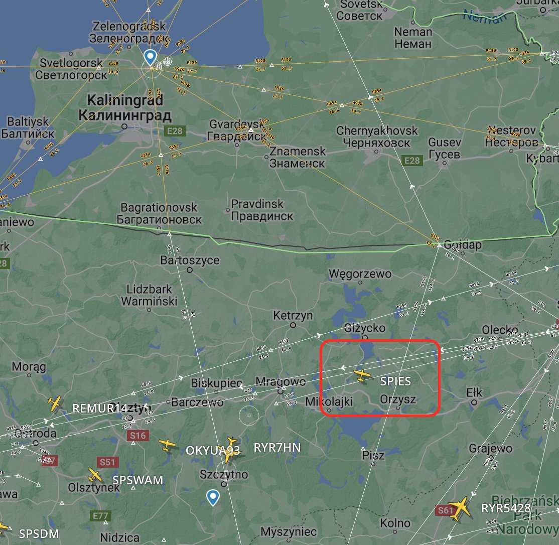 _wac's tweet image. Seeing this flight on the tracker near the Polish border with Kaliningrad this morning was very amusing amid an otherwise tense situation.
