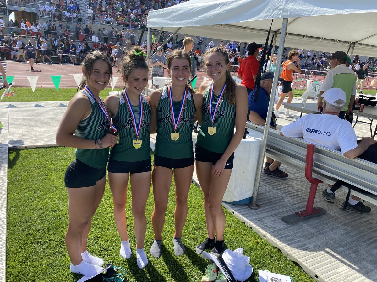 G-TR: The <a href="/OHSAASports/">OHSAA Sports</a> Division I state champion <a href="/medinaathletics/">Medina Athletics</a> 4x800-meter relay of <a href="/RachelS04914536/">Rachel Smith</a> <a href="/jenna_razavi/">Jenna Razavi</a> <a href="/mia_heine/">mia heine</a> <a href="/KaylaKutcel/">kayla kutcel</a>