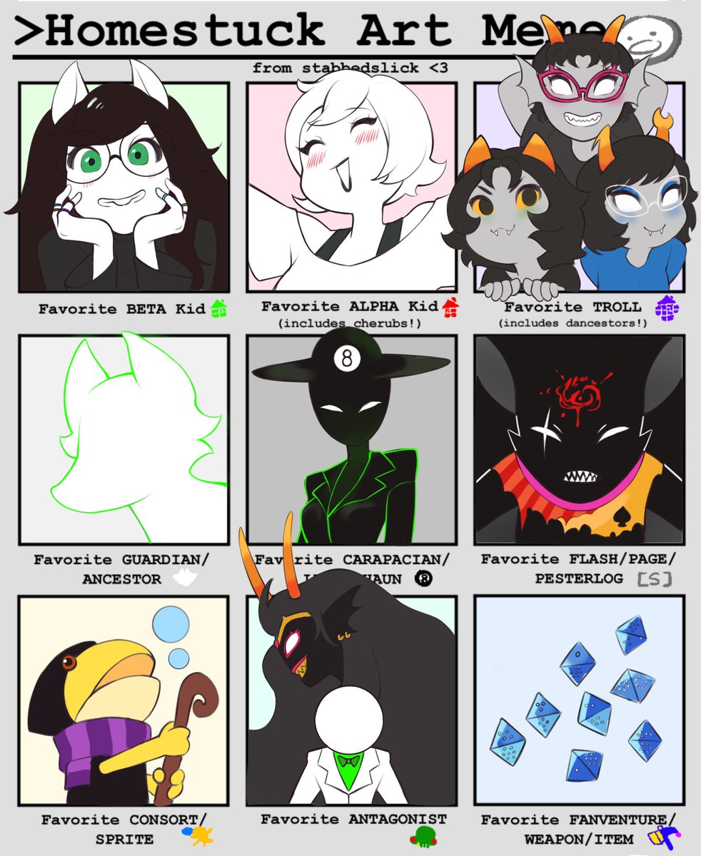 condylonucla's tweet photo. Did this meme for fun between commissions :D~ yea I got back into Homestuck lol oh well 
Og template by @stabbedslick https://t.co/NTGEQpwoyl