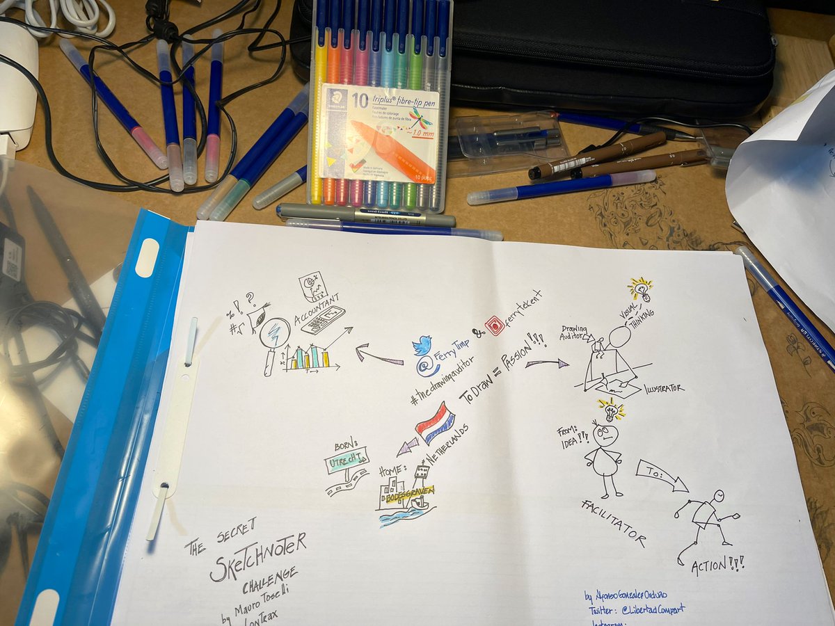 <a href="/xLontrax/">Mauro Toselli</a>  My #secretsketchnoter challenge was <a href="/FerryTimp/">Ferry Timp | De Tekenende Accountant</a> (Twitter) / @ferrytekent (Instagram), hoping this #sketchnoter provides a fair glimpse of who <a href="/FerryTimp/">Ferry Timp | De Tekenende Accountant</a> is…(as old fashion sketcher still using paper).